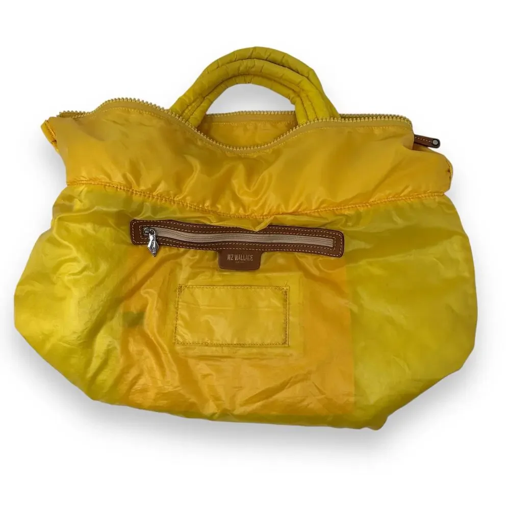 MZ Wallace Metro Tote Mini Quilted Travel Bag Sunflower Yellow Nylon Leather